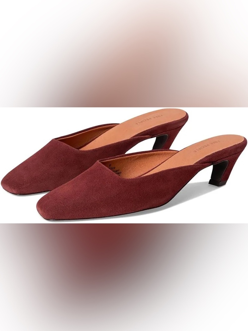 Free People Suede Pointed Mules in Wine